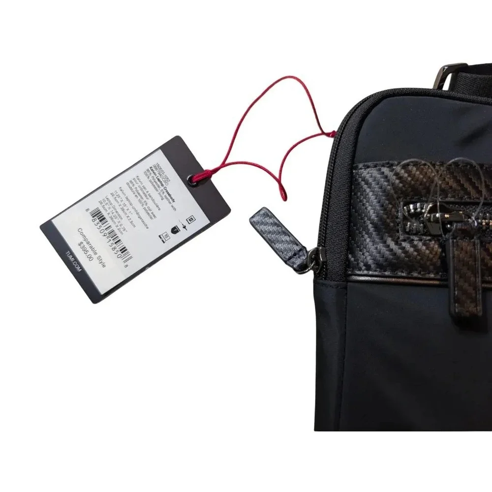 Tumi Mens Black Nylon Crossbody Messenger Bag Carbon Fiber Trim Zip NWT $395 - Picture 12 of 12